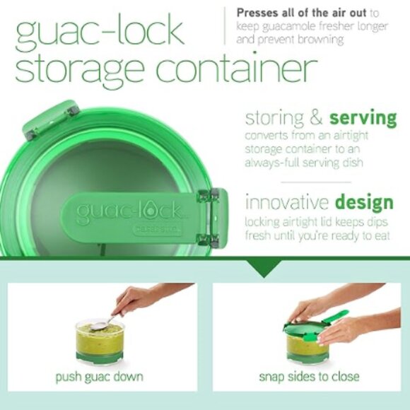 Casabella Guac-Lock Guacamole Container, Green/White + Avocado Scrub - Picture 6 of 6